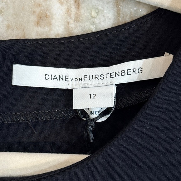 NWT Women’s DIANE VON FURSTENBERG Black/blue Blue Diamond Autumn dress- Size 12 - Picture 6 of 10